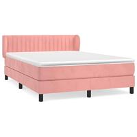 Boxspring met matras fluweel roze 140x190 cm - thumbnail