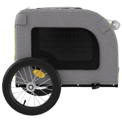 Hondenfietstrailer oxford stof en ijzer groen en grijs - thumbnail