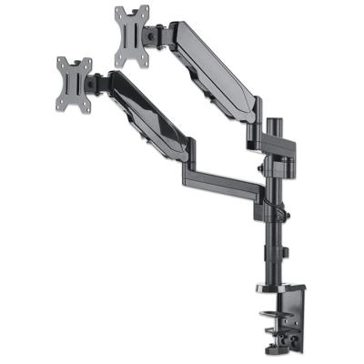 Manhattan 461597 Monitor-tafelbeugel 2-voudig 43,2 cm (17) - 81,3 cm (32) Zwart Draaibaar, In hoogte verstelbaar, Kantelbaar, Zwenkbaar Manhattan 461597 Monitor-tafelbeugel 2-voudig 43,2 cm (17) - 81,3 cm (32) Zwart Draaibaar, In hoogte verstelbaar, Kantelbaar, Zwenkbaar