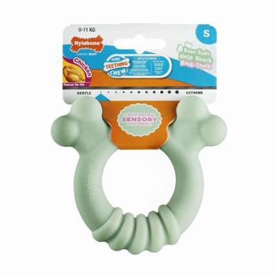 Kauwspeelgoed voor honden Nylabone SENSORY TACTILE RING Groen Pindakaas Kip S