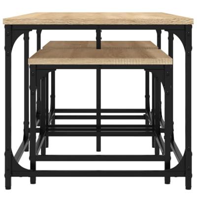 3-delige Tafeltjesset bewerkt hout sonoma eikenkleurig 3-delige Tafeltjesset bewerkt hout sonoma eikenkleurig