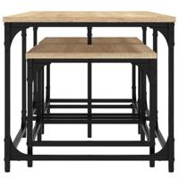 3-delige Tafeltjesset bewerkt hout sonoma eikenkleurig - thumbnail