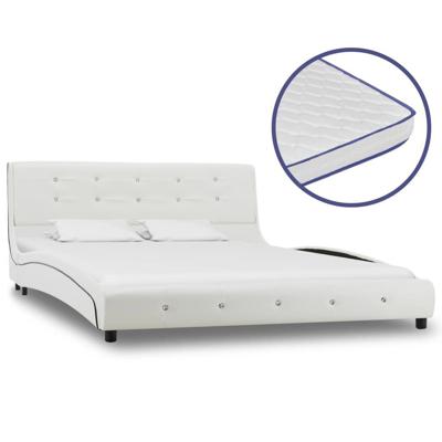 Bed met traagschuim matras kunstleer wit 140x200 cm