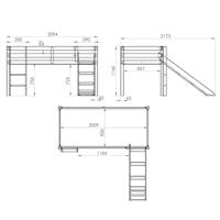 Vipack halfhoogslaper Pino met glijbaan - wit - 90x200 cm - thumbnail