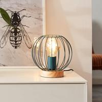 Brilliant Draad tafellampjeSorana turquoise met hout - 93044/73 - thumbnail