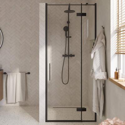 Saqu Grace draaideur met vast paneel rechts incl. antikalk 90x210cm mat zwart