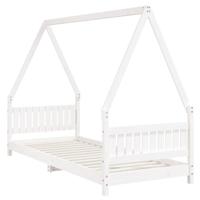 Kinderbedframe 80x200 cm massief grenenhout wit - thumbnail