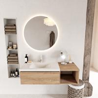 MONDIAZ BUKLA 120cm badmeubel met open module 40 kleur Washed Oak met 1 lade. Wastafel CLOUD links 1 kraangat kleur Talc. - thumbnail