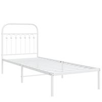 Bedframe met hoofdbord zonder matras metaal wit 75x190 cm - thumbnail
