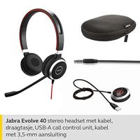 Jabra Evolve 40 MS Stereo Headset Bedraad Hoofdband Kantoor/callcenter Zwart - thumbnail