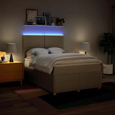 Boxspring met matras stof crèmekleurig 140x190 cm