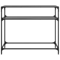 Wandtafel met zwart glazen blad 98x35x81 cm staal - thumbnail