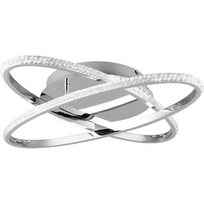 LED Plafondlamp - Plafondverlichting - Trion Lenas - 27W - Natuurlijk Wit 4000K - Dimbaar - Rond - Chroom - Metaal