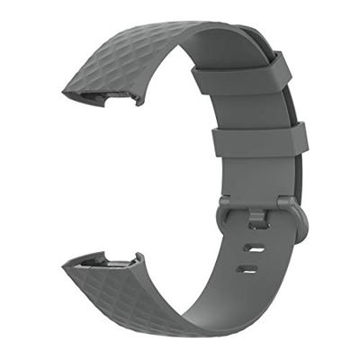 Fitbit Charge 3 & 4 siliconen diamant pattern bandje - Maat: Small - Grijs