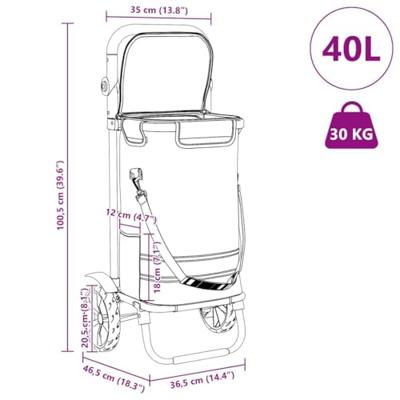 VidaXL Winkel trolley grijs 36,5 x 46,5 x 100,5 cm oxford stof