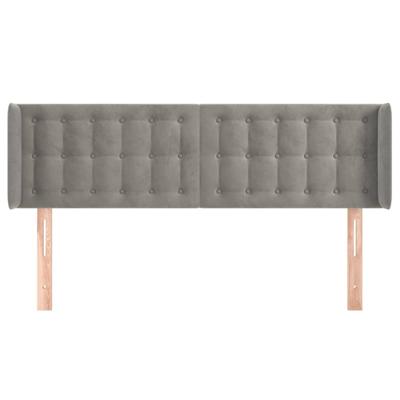 Hoofdbord met randen 147x16x78/88 cm fluweel lichtgrijs