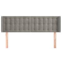 Hoofdbord met randen 147x16x78/88 cm fluweel lichtgrijs - thumbnail