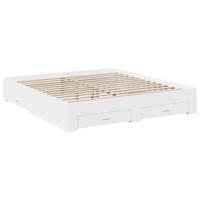 Bedframe met lades bewerkt hout wit 180x200 cm - thumbnail