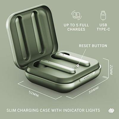Urbanista Stockholm Plus Echte Draadloze Oordopjes, 20+ uur speeltijd, IPX4 waterdichte hoofdtelefoon, Bluetooth 5.0 koptelefoon, touch control, verbeterde microfoon, uitstekende belkwaliteit, Groen