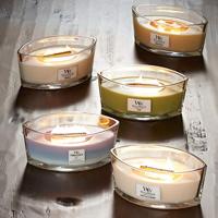 WoodWick Geurkaars Ellipse White Tea & Jasmine - 9 cm / 19 cm - Geurkaars in Glas - Houten Lont - thumbnail