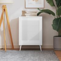 Kastdeur met lamellen 61,5x49,4 cm massief grenenhout wit - thumbnail