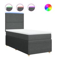 Boxspring met matras stof donkergrijs 120x190 cm - thumbnail