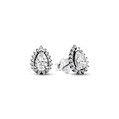 Pandora 292834C01 Oorknoppen Sparkling Pear Halo zilver-zirconia wit
