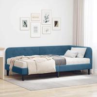 Hoekbedframe met matras Blauw 100 x 200 cm Fluweel - thumbnail