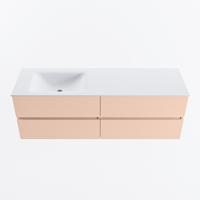 MONDIAZ VICA 150cm badmeubel onderkast Rosee 4 lades. Wastafel CLOUD links 1 kraangat, kleur Talc. - thumbnail