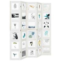 Kamerscherm met 5 panelen massief paulowniahout wit - thumbnail