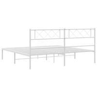 Bedframe met hoofdbord metaal wit 160x200 cm - thumbnail