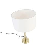 QAZQA Klassieke tafellamp messing met kap wit 35 cm - Simplo - thumbnail