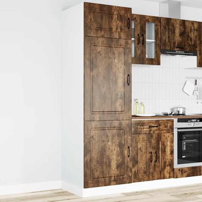 Keukenkast Kalmar bewerkt hout gerookt eikenkleurig