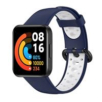 By Qubix - Tweekleurige sportband - Blauw met wit - Compatible met Xiaomi Redmi Watch 2 (Lite) - Compatible Xiaomi bandje - thumbnail