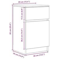 Nachtkastjes 2 st 39x35x65 cm bewerkt hout betongrijs - thumbnail