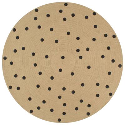 VidaXL Vloerkleed handgemaakt met print polkadot 90 cm jute VidaXL Vloerkleed handgemaakt met print polkadot 90 cm jute