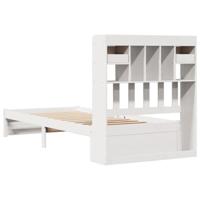 Bed met boekenkast zonder matras grenenhout wit 90x200 cm - thumbnail