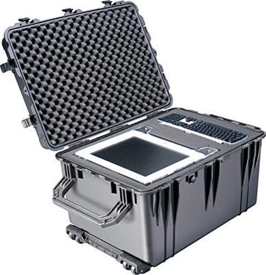 Peli 1660 Onverwoestbare Transport Koffer Met Uitschuifbaar Handvat En Wielen, Ip67 Water- En Stofdicht, Capaciteit: 160L, Gemaakt In Duitsland, Met Aanpasbaar Plukschuim, Kleur: Zwart