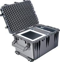 Peli 1660 Onverwoestbare Transport Koffer Met Uitschuifbaar Handvat En Wielen, Ip67 Water- En Stofdicht, Capaciteit: 160L, Gemaakt In Duitsland, Met Aanpasbaar Plukschuim, Kleur: Zwart - thumbnail