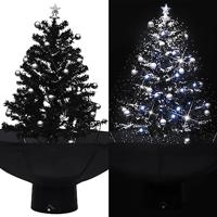 VidaXL Kerstboom sneeuwend met paraplubasis 75 cm pvc zwart - thumbnail