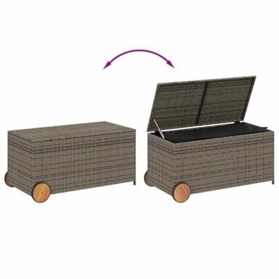 Tuinbox met wielen 190 L poly rattan grijs