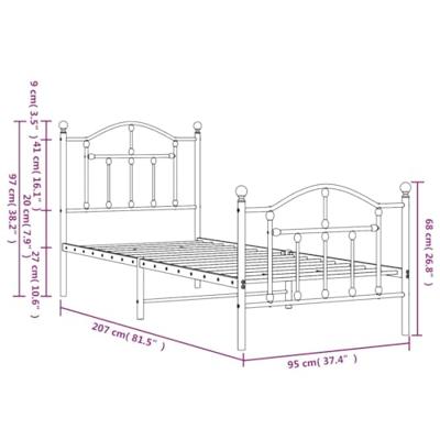 Bedframe met hoofd- en voeteneinde metaal zwart 90x200 cm Bedframe met hoofd- en voeteneinde metaal zwart 90x200 cm
