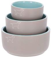 Voederbak ceramic grijs turquoise 500ml - thumbnail