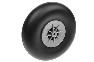 Vliegtuig wielen, Rubber met Nylon velg, 125mm, As Diameter 5mm (2 st) Vliegtuig wielen, Rubber met Nylon velg, 125mm, As Diameter 5mm (2 st)