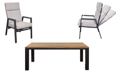 SenS-Line Serono tuinset tafel en 6 verstelbare stoelen- - Aluminium- Sens-Line SenS-Line Serono tuinset tafel en 6 verstelbare stoelen- - Aluminium- Sens-Line