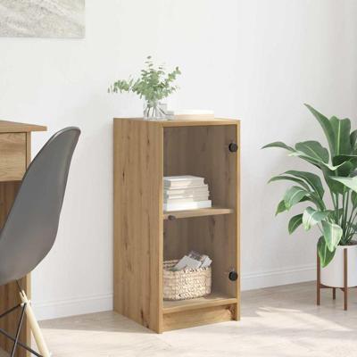 Dressoir artisanaal eikenkleurig 35 x 37 x 76 cm Bewerkt hout