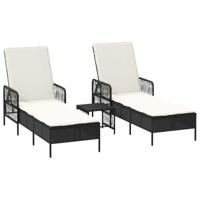 Ligbed met kussen 2 pcs Zwart 35 x 35 x 32cm poly rattan - thumbnail