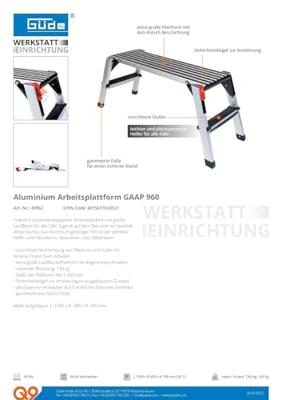 Güde Aluminium werkplatform GAAP 960 Güde Aluminium werkplatform GAAP 960