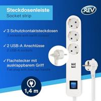 REV 0014348100 Stekkerdoos met schakelaar 3-voudig Wit, Grijs Randaarde stekker 1 stuk(s) - thumbnail