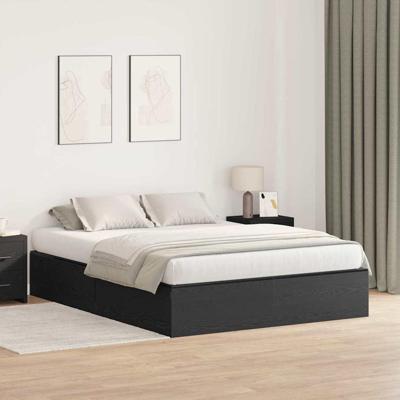 Bedframe Zwart eiken 200 x 140 x 31.5 cm Bewerkt hout